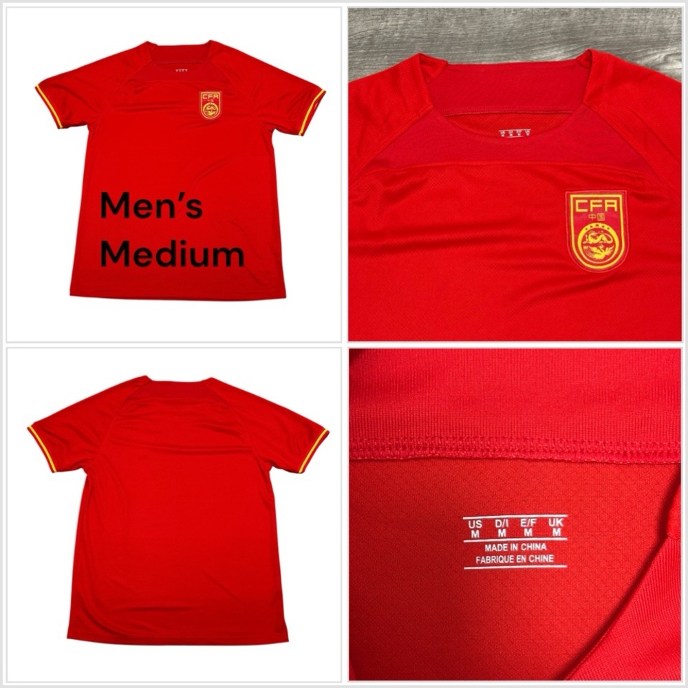 Men’s CHINA Soccer Football Medium Short Sleeve T-Shirt Red Yellow Team Jersey